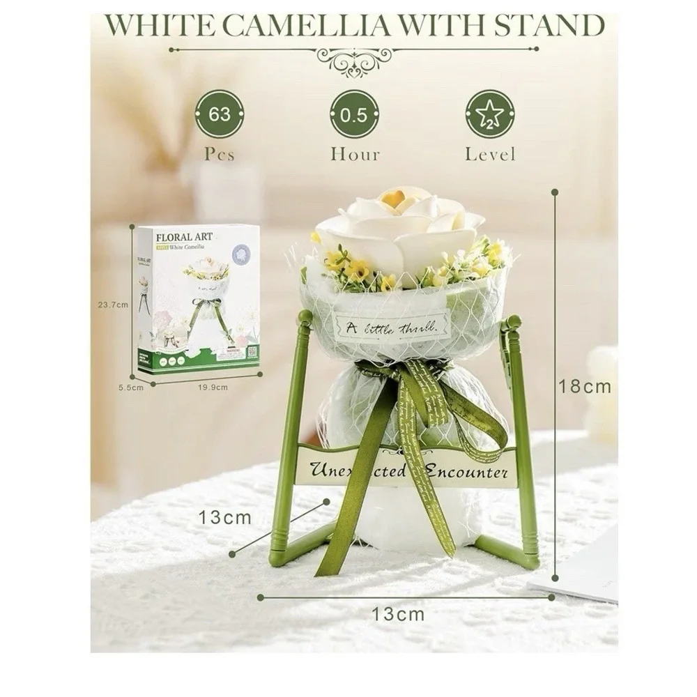ROBOTIME 3D Plastic Flower Puzzle Camellia Flowers‎ DIY Model Kits Women